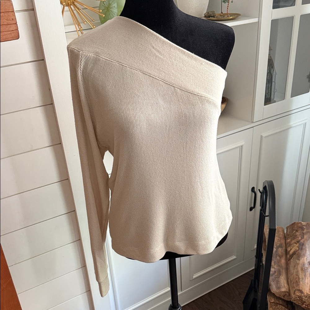 Enza Costa Cream Off-Shoulder Sweater